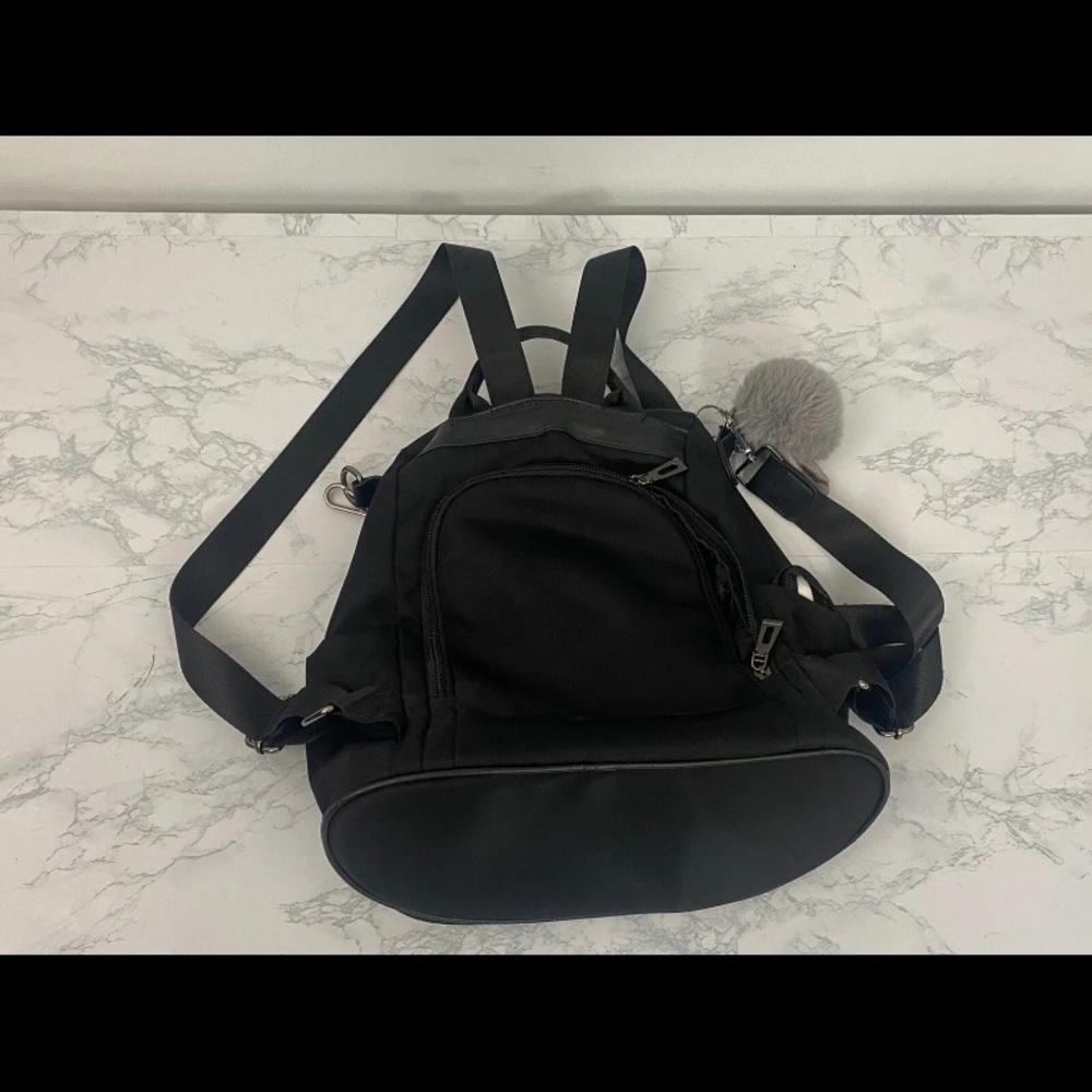 Charmore Mini Backpack - Purse, Black Faux Leather   Zip Around Lined St…​​​